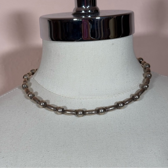 Vintage Rising Sun Navajo Sterling Silver Pearls Southwestern Choker Necklace - Picture 3 of 17